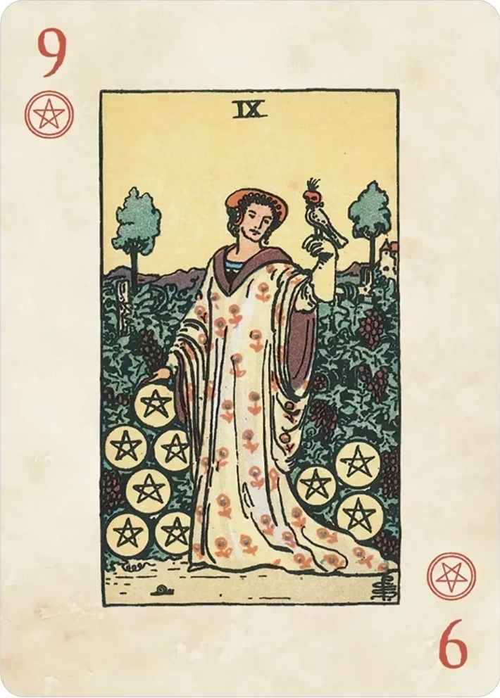 IX of Pentacles - Rider-Waite Playing Card Deck