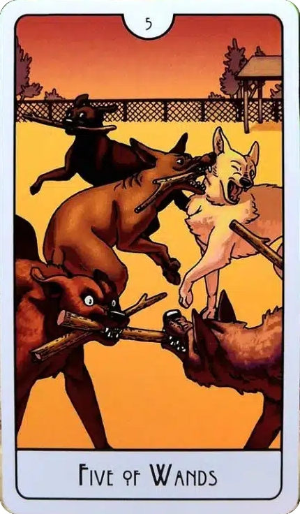 Five of Wands - This Might Hurt Tarot